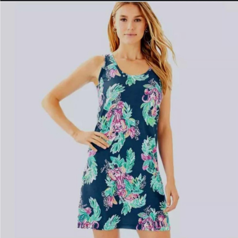 • Lilly Pulitzer • Raylee dress in the Inky Navy Peanut Gallery print Pima